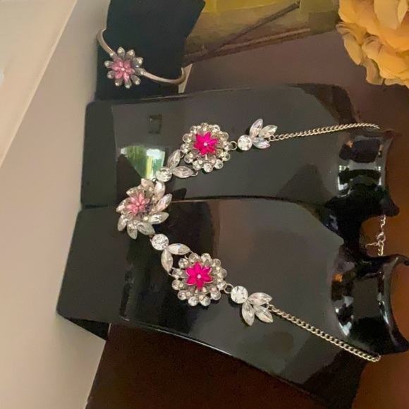 Rhinestone Necklace and Cuff Bracelet - Picture 3 of 5